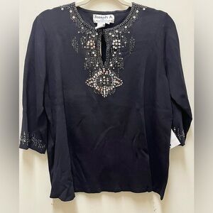 Joseph A black, beaded knit sweater, NWT, 1X